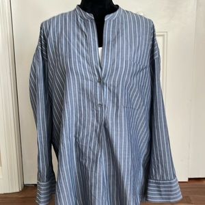 Vince. Blue Striped Lightweight Pullover Blouse